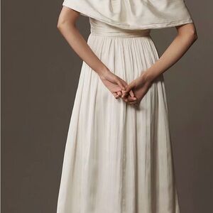 Anthropologie Off-Shoulder Cream Maxi Dress